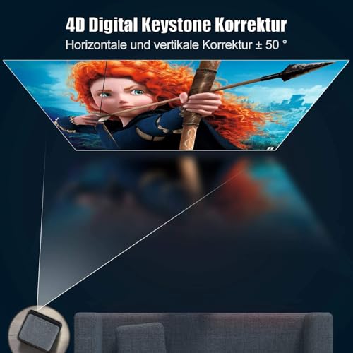 Beamer, Full HD 1080P 1200 ANSI Lumen 5G WiFi Bluetooth Beamer 4K Unterstützung, LED Heimkino Video...