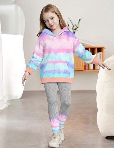 Toddler Girl Clothes Tie-Dye Stripe Color Block Toddler Girls Clothes Little Girls Kids 2pcs Outfits Hoodie Leggings