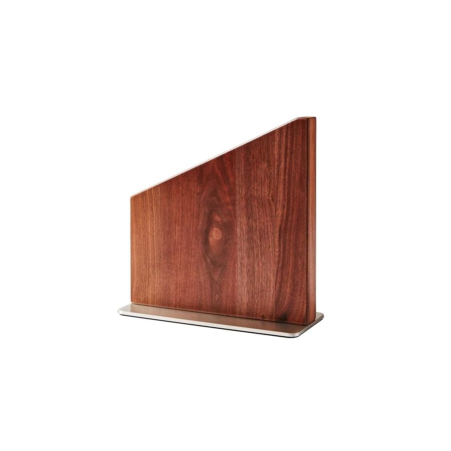Material Knife Stand, Magnetic Wood Modern Knife Block for Safe Storage and Display of Knife Sets, Large Capacity for 10 knives, Walnut
