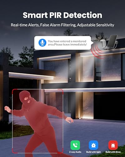 Image of Aurumbach Solar Security Camera Outdoor Wireless 2 Pack, 2K Color Night Vision, Battery Powered PIR Motion Detection,2.4GHz WiFi Cameras for Home Surveillance, Light and Sound Alarm, 2-Way Audio