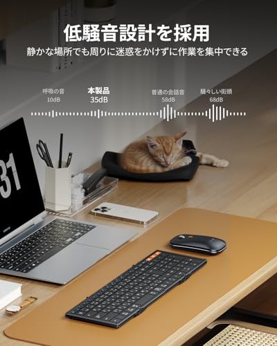 ProtoArc XKM01 フルサイズ折りたたみキーボード・マウスセット