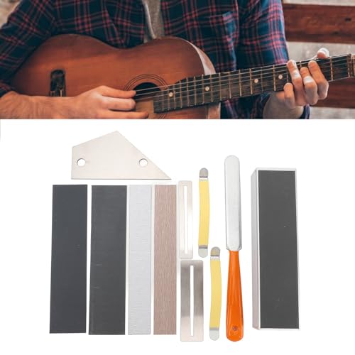 Guitar Fret Polishing Zestaw Profesjonalne 11 -częściowe narzędzia do szlifowania gitarowego Zestaw z progu Plik Silanie Sznurek Strasznik Polerowanie papieru ściernego Strażowe