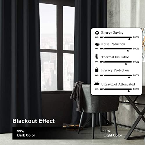 Aspire Homeware Blackout Curtains for Living Room Black Pencil Pleat Bedroom Curtains 90x90 Drop Pair of Thermal Insulated Super Soft Black Out Long Curtain with Tie Backs, 2 Panel - Image 8