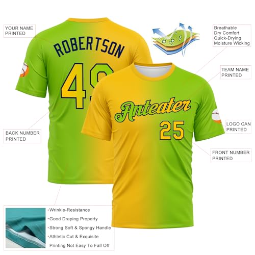 Fanscustom Custom Baseball Tee Shirts Fashion Gradient Styles Short Sleeve Crew Neck Design Print Sports Team Jerseys miniatura 2