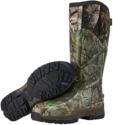 HISEA Rubber Work Boots for Men – Neoprene Hunting Boots with Adjustable Calf