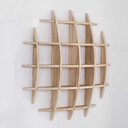 Coffee Mug Display Wall Mounted, Solid Wood Chinese Sphere Shelf Mug Rack, Tea Cup Holder, Mug Shelf for Wall Living Room Kitchen Office