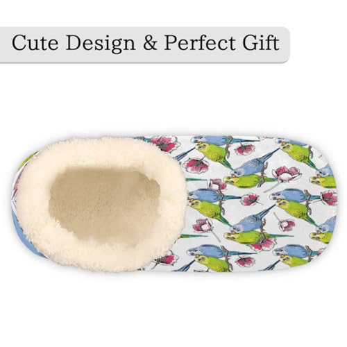 Tropical Bird Parrot House Slippers for Women Men Winter Warm Cozy Fuzzy Shoes Soft Non Slip Indoor Outdoor Slippers for Home Bedroom Kitchen, M3