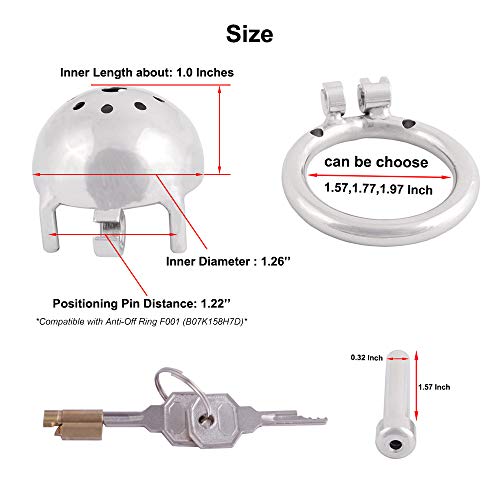 Ternence Stainless Steel Male Chastity Device Male Virginity Lock Cock Cage With Tube C340 (1.57 Inch / 40Mm) #TOP3