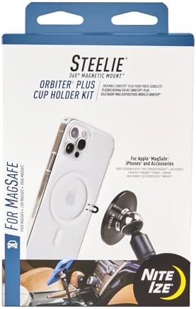 Nite Ize Steelie Orbiter Plus Cup Holder Kit - MagSafe Car Accessory for Phone Holder - Alternative to Car Dashboard Mount & Vent Mounts - Universal Cup Insert Holder