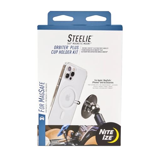 Nite Ize Steelie Orbiter Plus Cup Holder Kit - MagSafe Car Accessory for Phone Holder - Alternative to Car Dashboard Mount & Vent Mounts - Universal Cup Insert Holder
