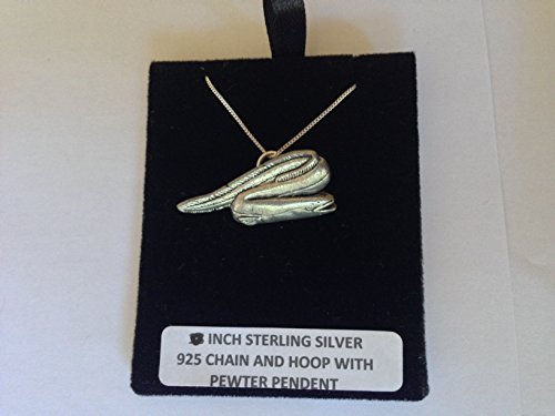Collier Femme Pendentif Argent 925 Anguille Perche Chaîne 40,6cm Authentique
