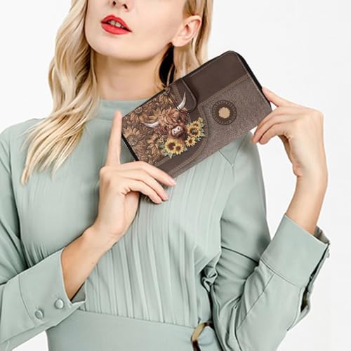 COEQINE Ladies Wallets Pink Leopard Heart Black Printed Leather Phone Long Clutch Purses Check Coin Change Holder4