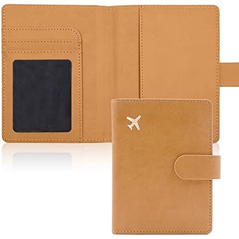 Deziliao Passport Wallet, Brown, Unisex, Faux Leather, Lightweight, Waterproof, RFID Blocking, Slim, 20W Cover