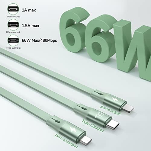 CAFELE Multi Charger Cable Fast Charging 66w, 3 in 1 Retractable Cable 1.2m usb c Cord with Micro USB Type C Phone Port for Mobile Phones Android Samsung Galaxy S20 S10 S9,OnePlus,Huawei,Xiaomi