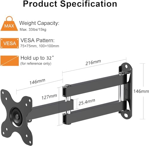 TV Wall Mount, Bracket for Most 13-32 inch LED, LCD Monitor and Plasma TVs, Max VESA 100x100mm by XINLEI (MA1330) by XINLEI - Image 2