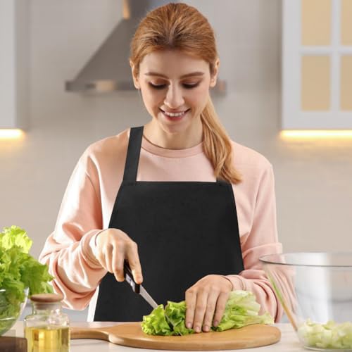 Restynic Adjustable Chef Apron for Men | 2-Pack with 2 Spacious Pockets | Classic Black Design | Durable & Wrinkle-Free for Kitchen, Restaurant, or Home Use