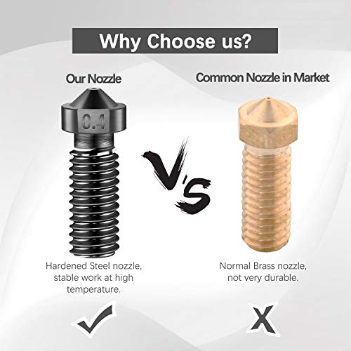 Iverntech 10 pcs Volcano Nozzles for V6 Hotend 3D Printer, High Temperature Hardened Steel Nozzle for 1.75mm filaments for E3D - Image 3