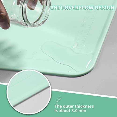 Silicone Pastry Mat Extra Thickness Non-Stick For Baking With Engraved Scales For Cookies,Dough,Bread,Pizza And Pastry(S-23.6"(L）15.7"(W)-Green) #TOP3