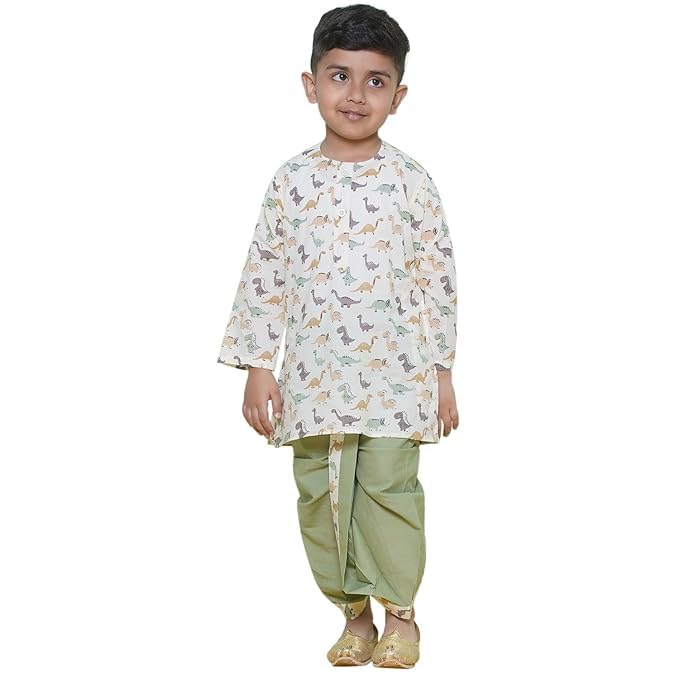 Image of AJ DEZINES Kids Ethnic Wear Pure Cotton Dhoti Kurta Set For Boys