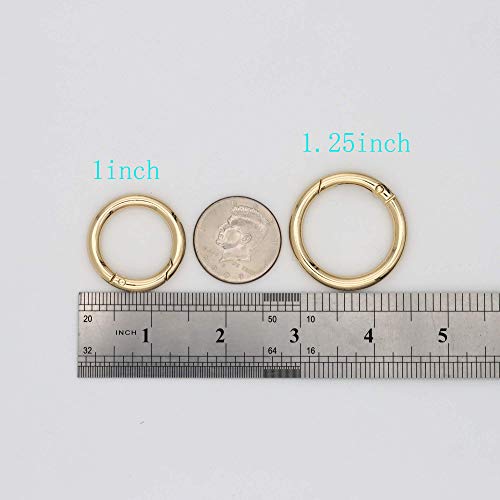 Jwbiz 15Pcs Trigger Spring O Rings Round Carabiner Clip Snap For Keyrings Buckle, Bags,Purses (Gold, 1 Inch) #TOP4