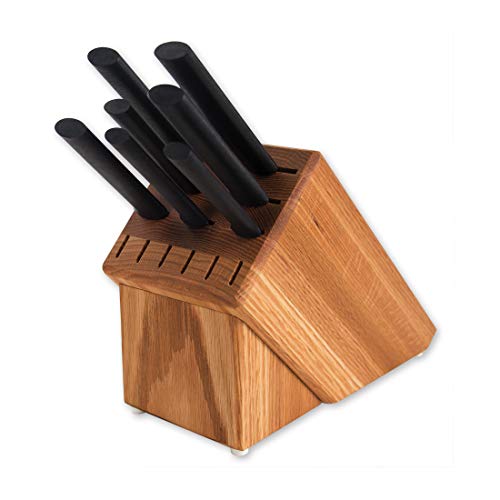 Rada Cutlery Set With Oak Knife Block, Pack Of 8, Black Handle #TOP2