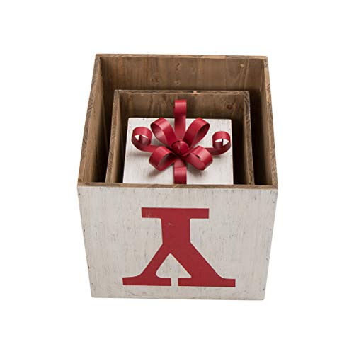 Glitzhome 31.89" H Wooden Decorative Block Nesting Letter Block Set Wording Joy Porch Sign Nesting Boxes 3 Boxes Decorative Box With Lids For Home Decor #TOP2