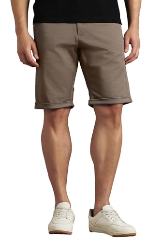 Image of Louis Philippe Men's Slim fit Solid & Cotton Stretch Everyday Shorts | Stylish and Flattering Silhouette