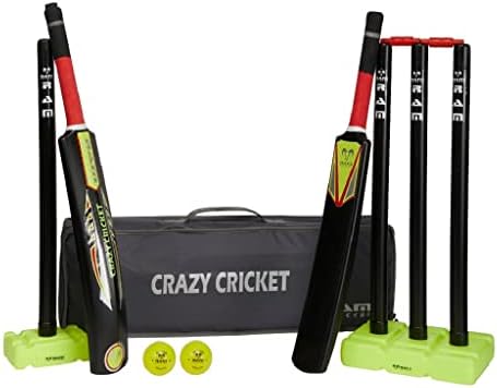 Ram Crazy Cricket Set | Junior Kids Set | 1 x Size 3 Bat and 1 x Size 5 Bat | Kwik Cricket Style Set for the Backyard, Beach or Park | Suitable for approximate ages 8-13 years