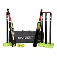 Ram Cricket Junior Crazy Cricket Set - approx. ages 9-13 yrs - includes 1 x Size 5 Bat, 1x Size 3 Bat – Durable & Balanced Kwik Cricket Style Set for Training, Matches, Garden, Beach, or Park