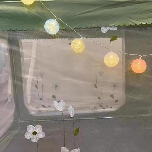 Marco de cama con dosel con cortinas y luces para evitar el miedo a la oscuridad 5