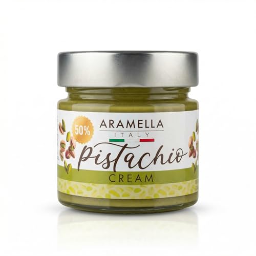 Aramella Gourmet Italian 50% Pistachio Cream – 7.05 oz Glass