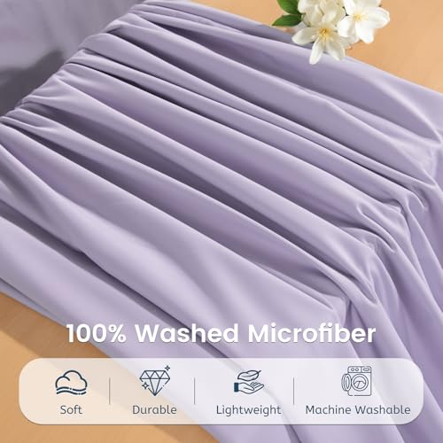 Image of NEXHOME PRO Duvet Cover King,3 Pieces Duvet Cover Set, Soft and Lightweight 100% Washed Microfiber Comforter Cover Set for All Season(Lavender,104 x 90)-No Comforter