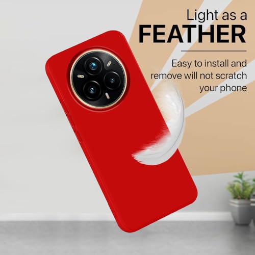 Image of Back Cover for Realme 14 Pro Plus 5G | Full Camera Protection | Premium Liquid Silicon Case | Flexible Bumper Case for Realme 14 Pro Plus 5G (Red)