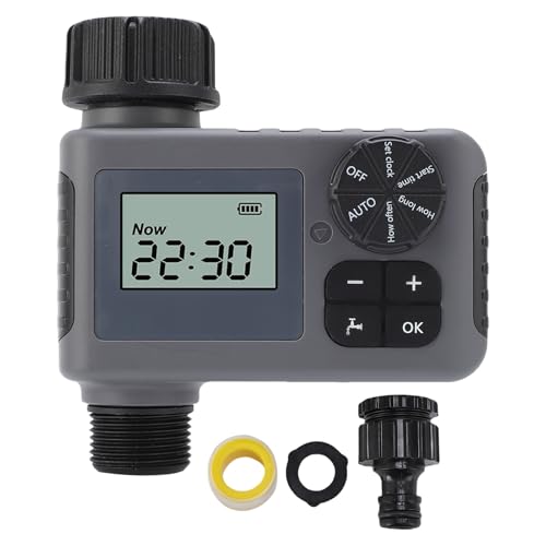 YWBL-WH Temporizador de Aspersor, Control Automático Inteligente Programable para Riego con Manguera de Jardín con Modo de Riego Manual, Pantalla LED, IP55, Rosca Universal de 3/4