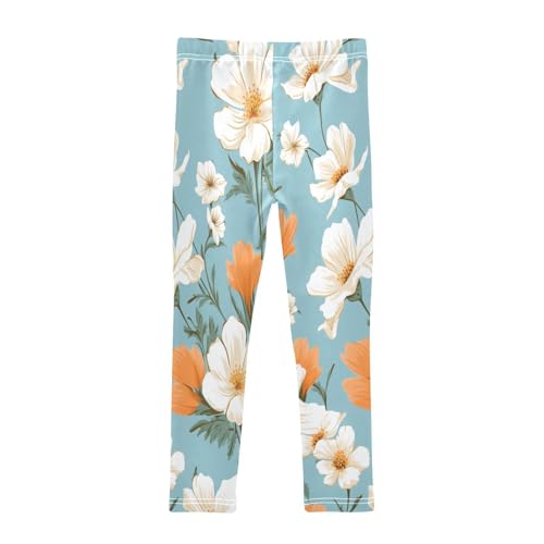 Toddler Girls Leggings Printed Yoga Pants Leggings White Orange Floral for Kids2