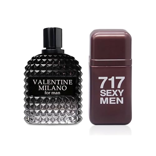 Image of AFLUXE 2PCS Valentine Milano /717 Sexy Eau De Toilette for Men-Fresh,Romantic Scent Perfume for Men 3.4 Fl Oz Each Mens Cologne For All Skin Daily Used