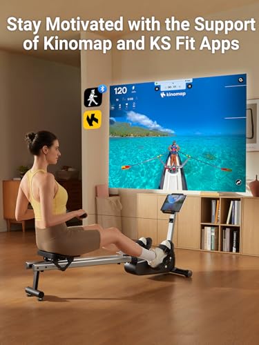 Image of KINGSMITH Rowing Machines for Home Foldable, Compact Row Machine, 400LB & 350LB Weight Capacity, Folding Rower Machine with Adjustable Resistance, Data Monitor, App Supported