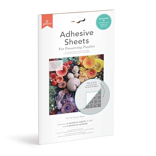 Puzzle Glue Sheets from Galison - Preserve Two X 1000 Piece Puzzles, Sixteen 7 x 10” Adhesive Sheets and 4 Adhesive Hangers, Perfect for Preserving Your Finished Puzzles and Turning Them into Art!