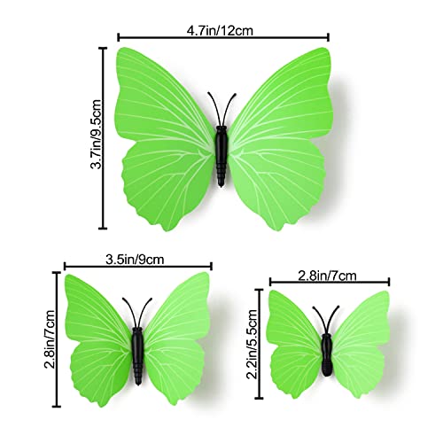 Livegallery 72 Pcs Fruit Green Removable 3D Diy Beautiful Butterfly Wall Decals Colorful Butterflies Art Decor Wall Stickers Murals For Kids Baby Boy Girls Bedroom Classroom Offices (Fruit Green) #TOP2