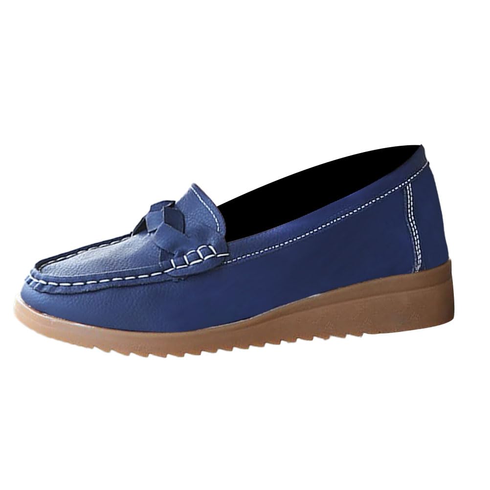 Mocassins Femme Classique Cuir Chaussures Casual Plates Bateau Chaussures Loafers Elegant Léger Confort Chaussures De Conduite pour Printemps Été