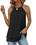 SAMPEEL Halter Tops for Women Dressy High Neck Tank Top Trendy Summer Clothes Black S