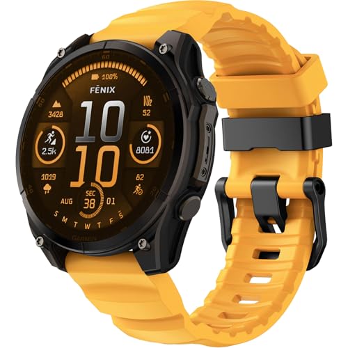 Image of Compatible with Garmin Fenix 7X Strap /Fenix 6X / Fenix 5X / Fenix 8 51mm,26mm Soft Silicone Sport Wristband Replacement Quickfit Bands for Tactix Delta,Fenix 3 /3 HR,Descent MK1 /Enduro