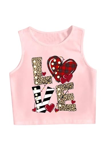 SHENHE Girl's Letter Print Tank Top Sleeveless Crew Neck Loose Casual Graphic Tees - Main Image