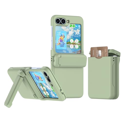 Coque Samsung Galaxy Z Flip 6 Vert Clair avec Charnière et Porte-Carte Watache