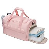 Gym Bag for Men Women, Sports Duffle Bags with Wet Pocket & Shoes Compartment, Water Resistant Overnight Weekender Duffel Bag - Pink
