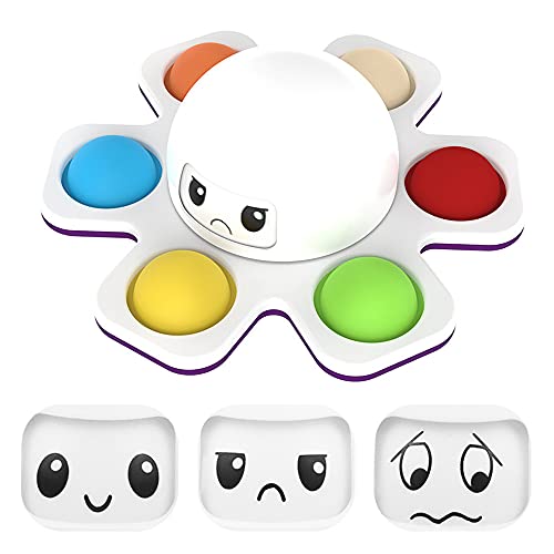3 Stück Octopus Simple Fidget Toy Push Bubble Pop, Mini Face-Changing Sensory Oktopus Toys mit Bean Silikonspielzeug Antistress Spielzeug für Kinder Erwachsene (Weiß) Cover