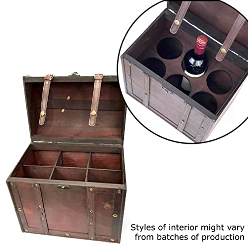 Allgala Wooden Wine Bottle Box With Antique Finish, 6 Bottle #TOP2