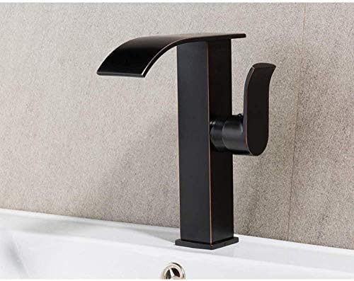 Robinet de lavabo noir laiton anti calcaire mitigeur eau chaude froide