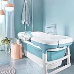 Schwänlein® Folding Bathtub for Adults, Outdoor ice Bath, The Most Comfortable Choice for Family Bath, 106 x 61 x 53 cm, Blue. (106 Blue)