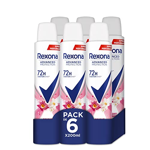 Rexona Desodorante Aerosol Advance Protection Bright Bouquet 72 h para mujer 200 ml - Pack de 6